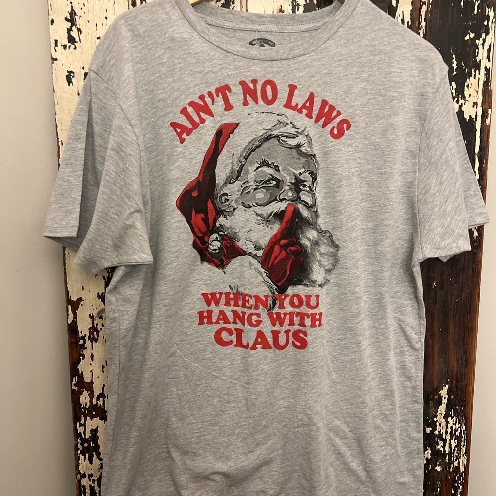 Holiday Time Gray Santa Graphic Tee